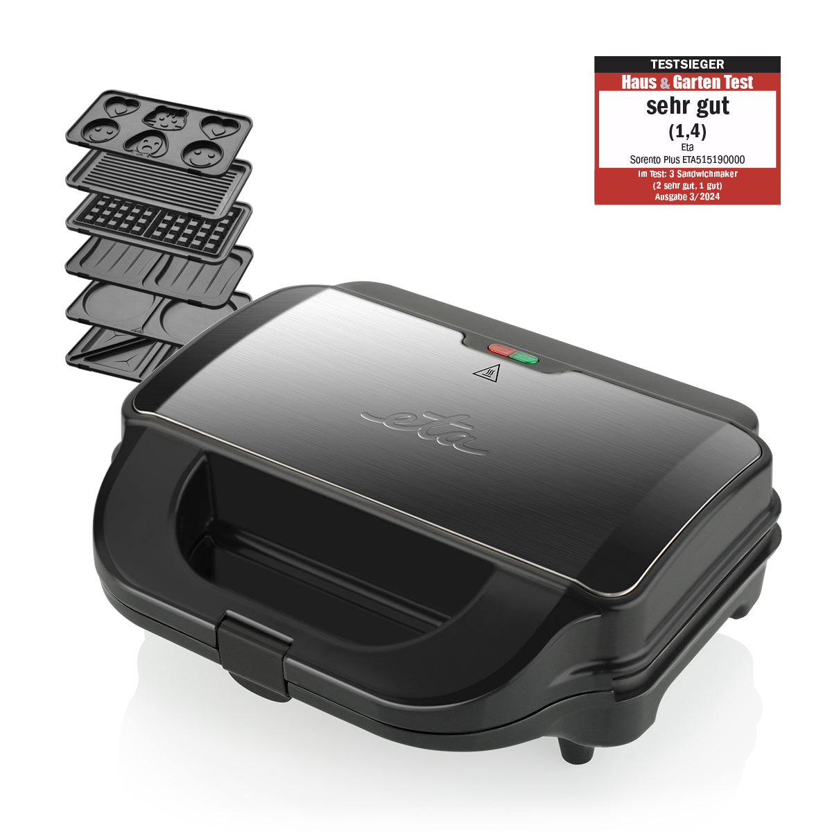 Sandwich-maker 6 in 1, ETA Sorento Plus 5151, 900 W, otel inoxidabil, 6 tipuri de placi detasabile